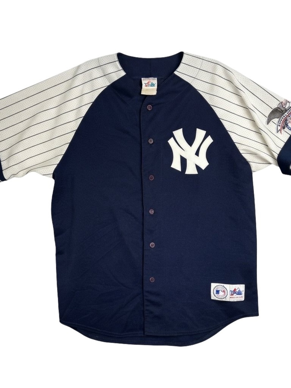 Vintage 90s NY Yankees Cecil Fielder #45 Majestic Baseball Jersey Mens XL